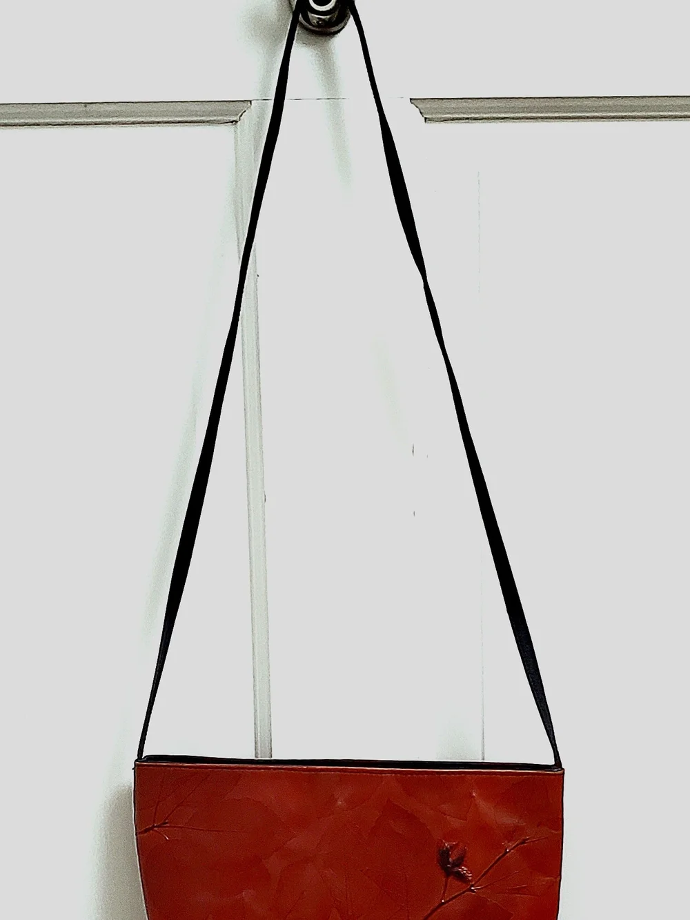 C.L. Whiting Leaf Leather Artisan Collection Red Leather Crossbody Bag